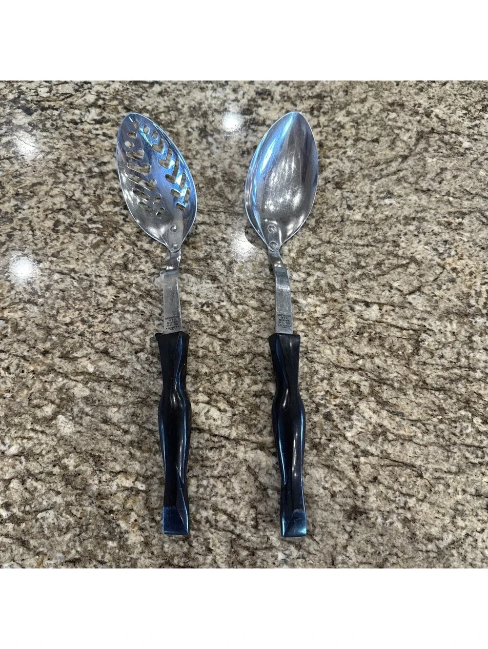 Cutco 1712 1713 Serving Spoon Vintage Brown Handle Stainless Steel USA Flatware